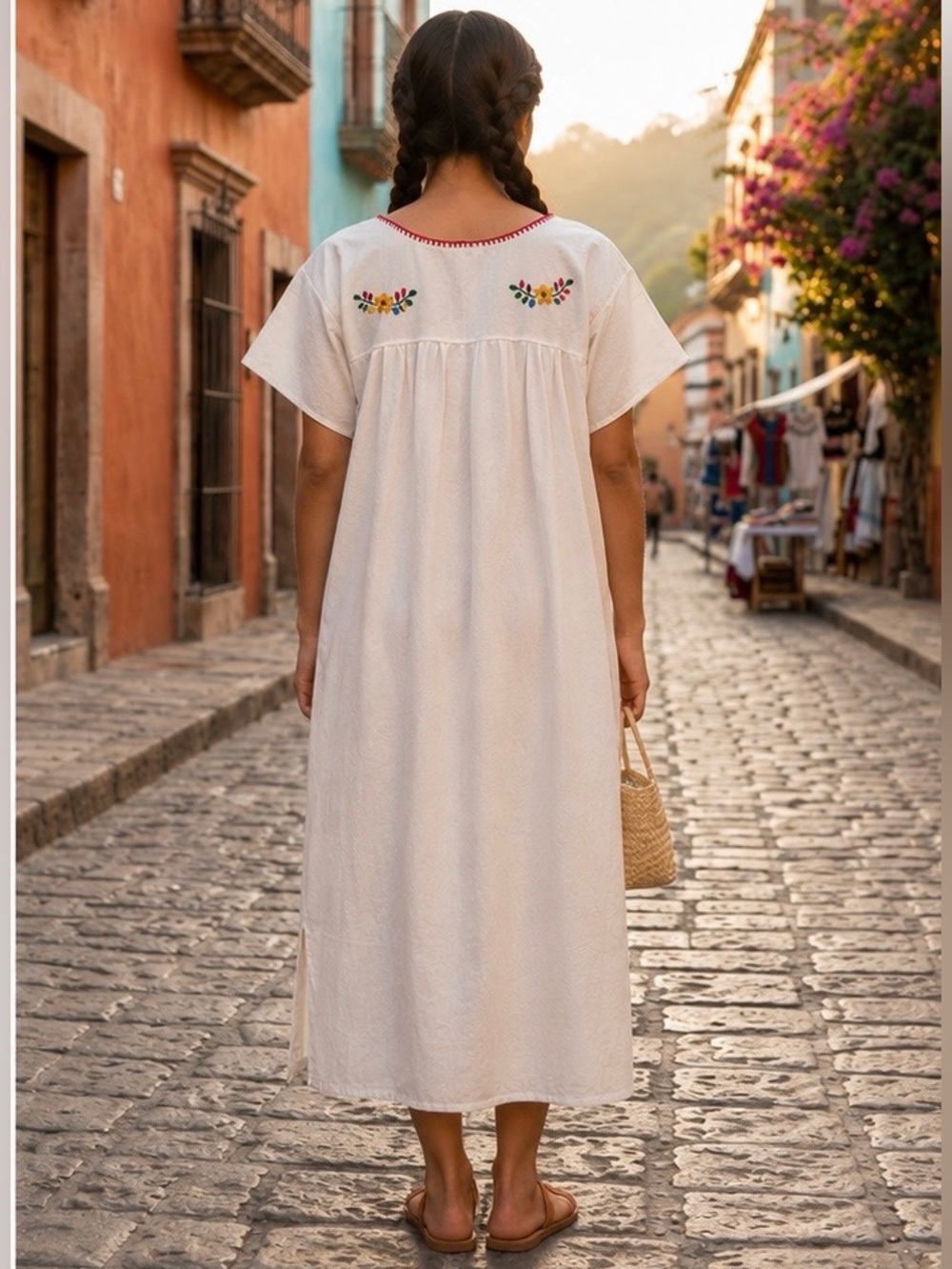 Handmade Embroidered Mexican Peasant Dress from Puebla, Mx. NWOT - Picture 2 of 7